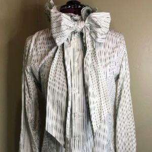 Ralph Lauren Sport Blouse Button up with stripes and bow collar